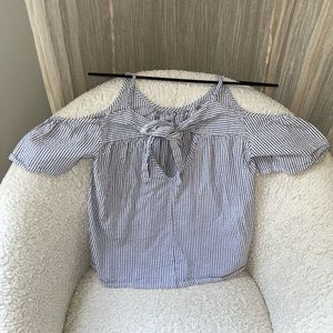 Off the shoulder blue/white summer top S